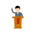 Presidential election. Man politician stand behind the podium