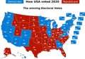 This is how USA voted in the 2020 presidential election showing the electoral votes for each state going to the republicans red