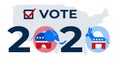 Presidential election in USA 2020 design template. Donkey and elephant symbols of political parties in America. Concept