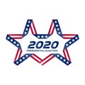 Presidential election 2020 in USA. Start of Political election campaign. Unusual Stylized star with american flag colors and