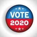 Presidential election usa vote 2020 button with stars vector design