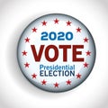 Presidential election usa vote 2020 button with stars vector design