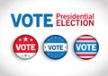 Presidential election usa vote buttons with stars set vector design Royalty Free Stock Photo