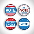 Presidential election usa vote buttons with stars set vector design Royalty Free Stock Photo