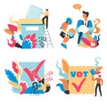 Voting and president elections, politician and voter, isolated icons