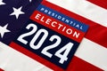 Presidential Election 2024 Written over Waving American Flag