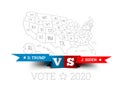 Presidential elections in the United States. Donald Trump vs. Joe Biden with map of America. Vector illustration