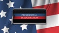 Presidential inauguration day celebration concept greeting card with USA flag smartphone screen horizontal