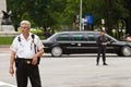 Presidential limo and police