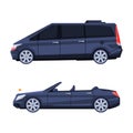 Presidential Motorcade and Government Motor Vehicle Side View Vector Set Royalty Free Stock Photo