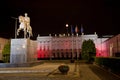 Presidential palace at night in Warsaw, Poland Royalty Free Stock Photo