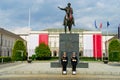 Presidential Palace and statue of Prince Jozef Poniatowski in Warsaw, Poland.