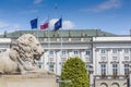 Presidential Palace in Warsaw, Poland. Before it: Bertel Thorval Royalty Free Stock Photo