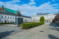 The Presidential Palace in Warsaw and the statue of Prince Poniatowski