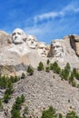 Presidential sculpture at Mount Rushmore national memorial, USA. Blue sky background. Vertical layout. Royalty Free Stock Photo