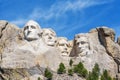 Presidential sculpture at Mount Rushmore national memorial, USA. Sunny day, blue sky. Royalty Free Stock Photo