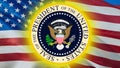 Presidential seal design on a United States background. American Flag Background for United States Holidays, 3d rendering. Royalty Free Stock Photo