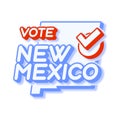 Presidential vote in New Mexico USA 2020 vector illustration. State map with text to vote and red tick or check mark of choice.