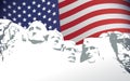 Presidents Day background with Mount Rushmore and flag USA