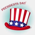 Presidents Day background with Patriotic Uncle Sam Hat. Holiday poster