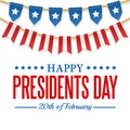 Presidents Day Background. USA Patriotic Template With Text, Stripes And Stars. Vector Colorful Bunting Decoration.
