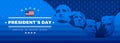 Presidents Day banner blue background vector illustration lettering Happy President`s Day Rushmore USA presidents