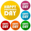 Presidents Day EPS 10 vector stock illustration icons set with long shadow Royalty Free Stock Photo