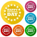 Presidents Day EPS 10 vector stock illustration icons set with long shadow Royalty Free Stock Photo