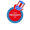 presidents day hat on circular banner