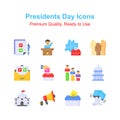 Presidents day icons set, premium vectors ready to use