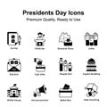 Presidents day icons set, premium vectors ready to use