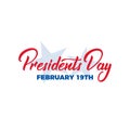 Presidents Day. Typographic lettering logo for USA Presidents Day celebration Royalty Free Stock Photo