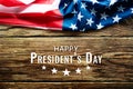 Presidents` Day Typography wooden Background with American Flag Royalty Free Stock Photo