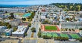 Presidio Middle School track and sports fields with George Washington High School football field aerial San Francisco Royalty Free Stock Photo