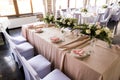 Presidium table setting with empty wine glasses