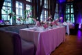 Presidium, wedding table for a couple or two. Indoor. Formal, marriage.