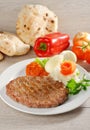 Presliced traditional burger patty called pljeskavica, Royalty Free Stock Photo