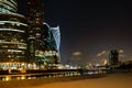 Presnenskaya Embankment and Moscow city at night Royalty Free Stock Photo