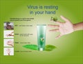 Press advertising design on hand hygiene product.