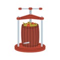 Press apple cider. Apple press for apple cider. Vector illustration. Royalty Free Stock Photo