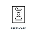 Press card icon. Linear simple element illustration. Id card bad