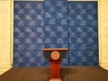 Press conference desk at The Chamber of Deputies