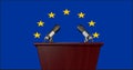 Press conference and european union flag Royalty Free Stock Photo