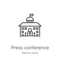 press conference icon vector from election world collection. Thin line press conference outline icon vector illustration. Outline