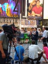 Press Conference in Times Square, Talking to the News Media, NYC, USA