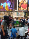 Press Conference in Times Square, Talking to the News Media, NYC, USA