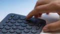 Closeup keyboard to press enter button and the blue background Royalty Free Stock Photo