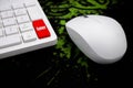 Press enter button, red on the white keyboard With white mount. Royalty Free Stock Photo