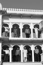 A press group posing at the old Maharadscha Palace in Poshina Royalty Free Stock Photo