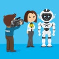 Press interviews with the robot.